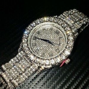 Full iced out bling hip hop lab stone busted watch